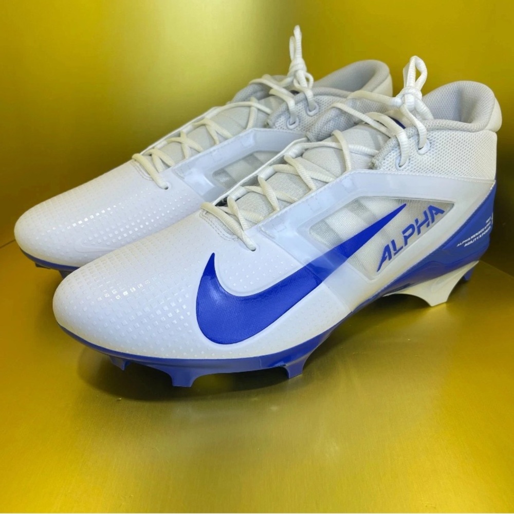 Nike Alpha Menace 4 Pro White Royal Blue Football Cleats FD7037-103 Men's 7.5 - Picture 4 of 5